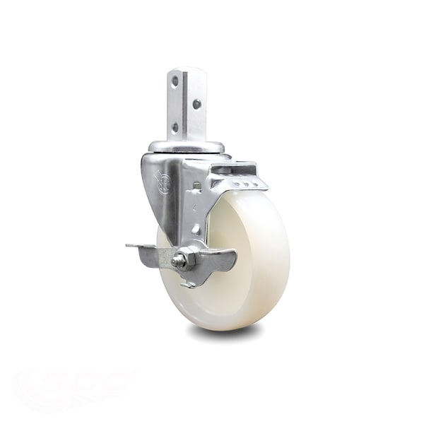 4 Inch Nylon Wheel Swivel 3/4 Inch Square Stem Caster with Brake